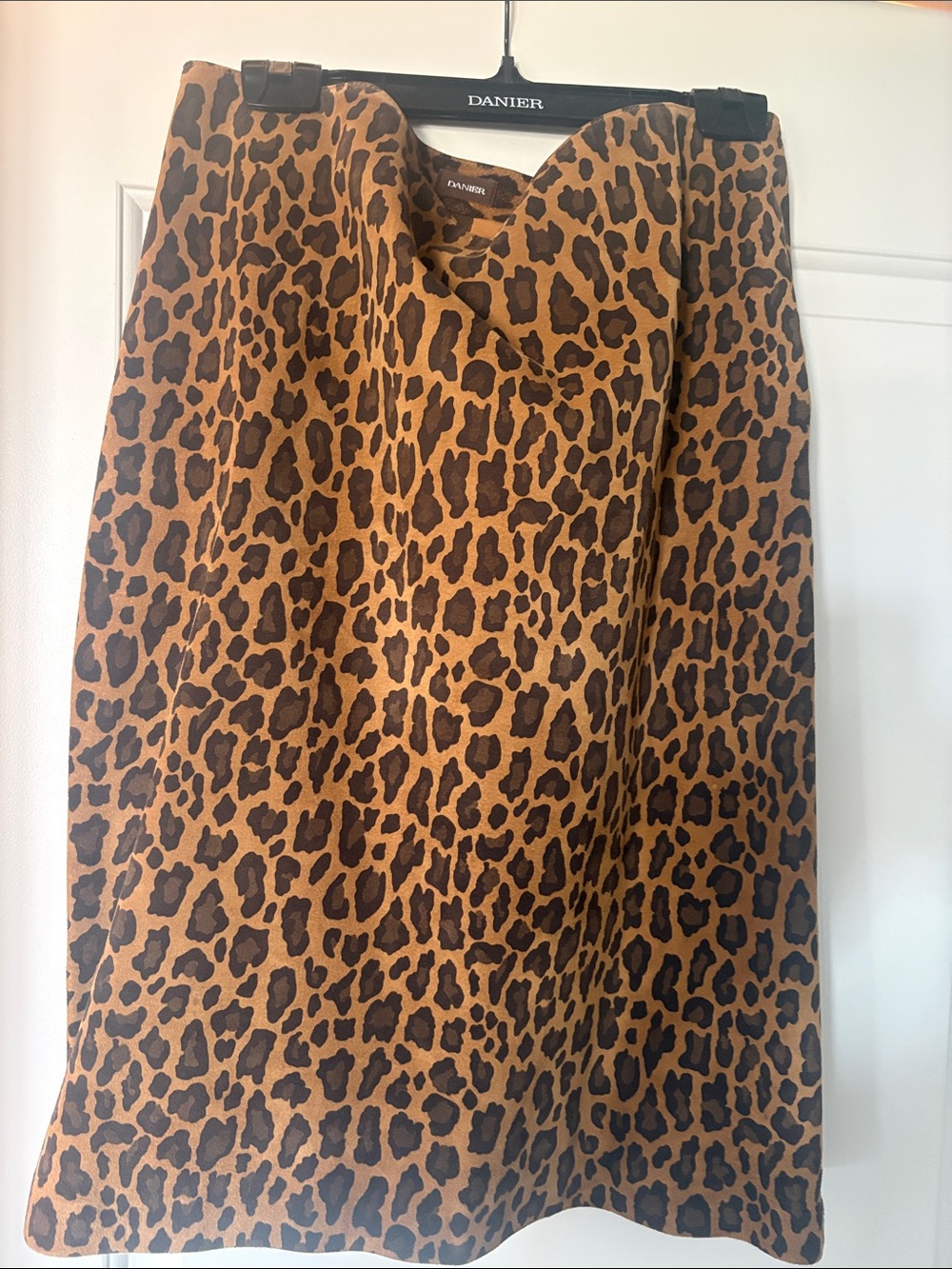 Danier Leather Leopard Print A-Line Skirt - Brown/Black